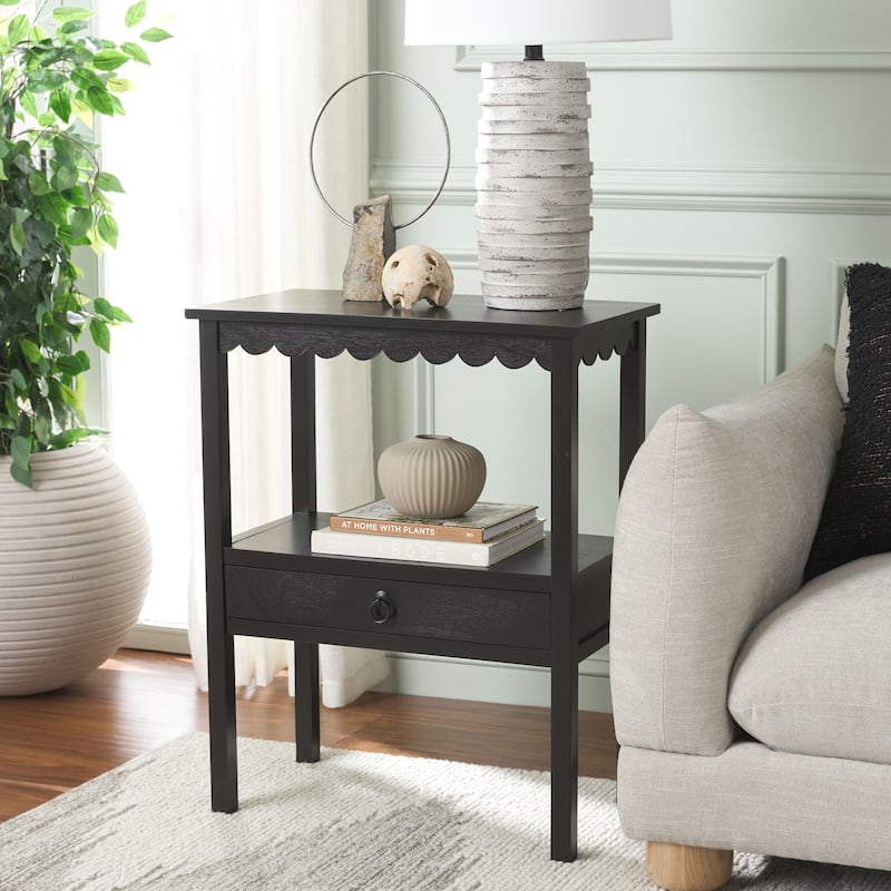 SAFAVIEH Haven Farmhouse Low Drawer Accent Table - 24"W x 13"D x 30"H - Matt Black