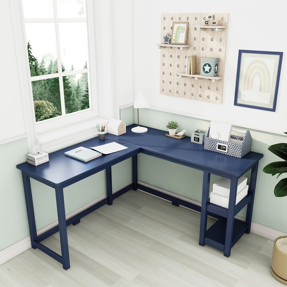 Blue corner desk deals