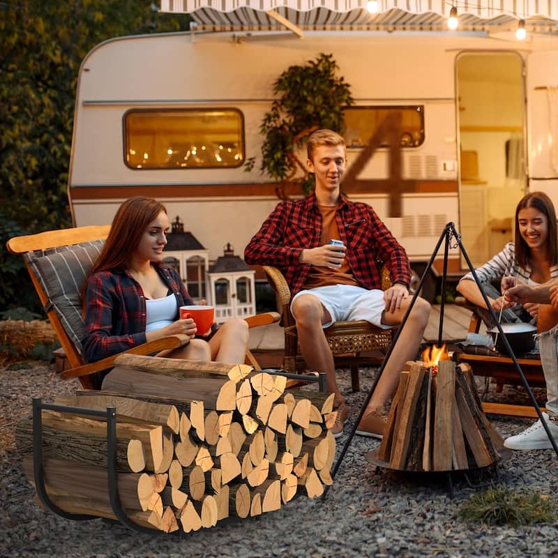 U-Shaped Firewood Rack and Outdoor for Fireplace Wood Storage