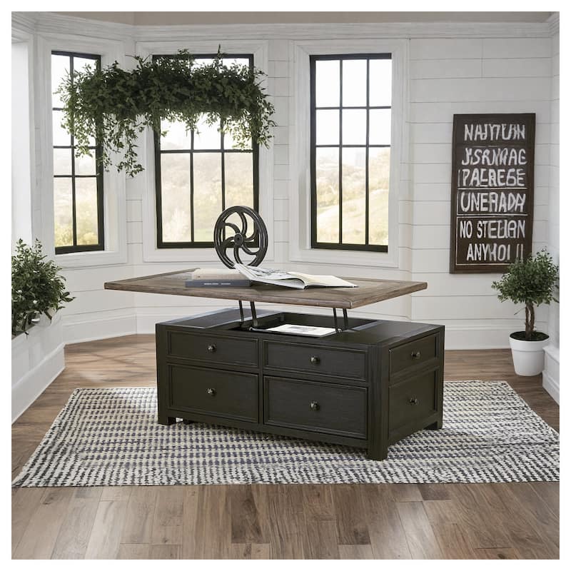 Tyler Creek Casual Lift Top Cocktail Table Grayish Brown/Black
