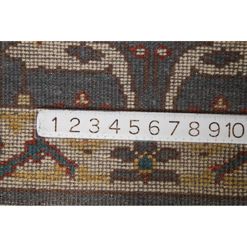 Blue Geometric Oushak Oriental Foyer Rug Handmade Wool Carpet - 2'0"x 3'0"