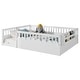 preview thumbnail 2 of 10, Full Size Floor Bed Safety Kids Bed with High Guardrails (19.6 inch), Without Slat Concise Fence Bed for Boys Girls, White