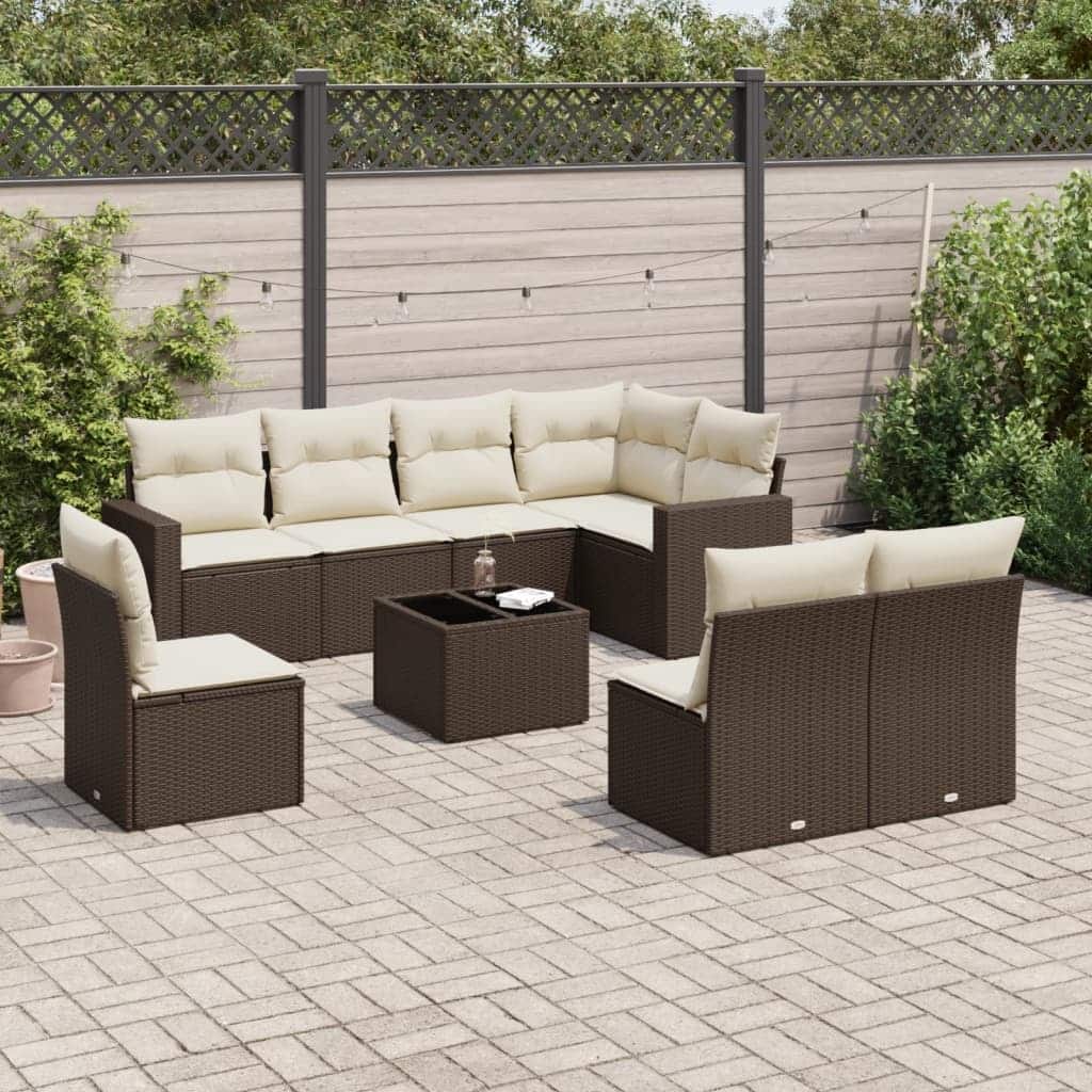vidaXL Garden Sofa Set Brown PE Rattan Large Modular Garden Sofa Set - 21.7 x 21.7 x 14.6