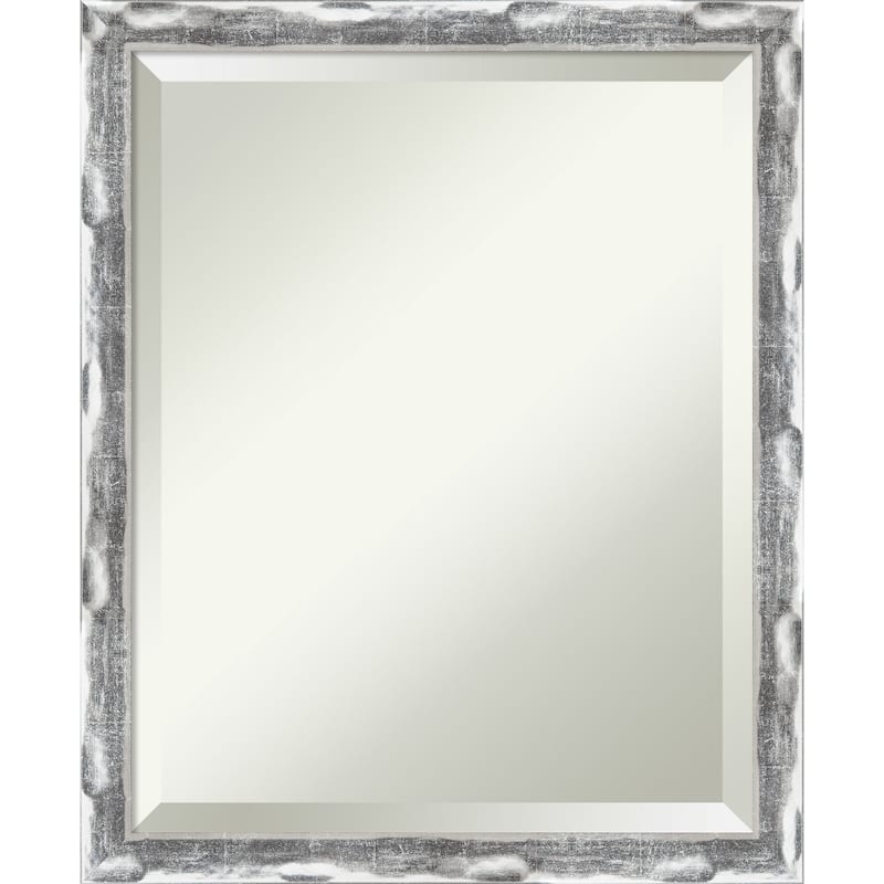 Beveled Wall Mirror - Scratched Wave Chrome Frame - Scratched Wave Chrome