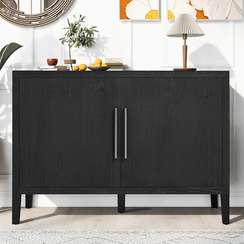 Living Room Storage Cabinet Wooden Cabinet with 2 Doors - Black