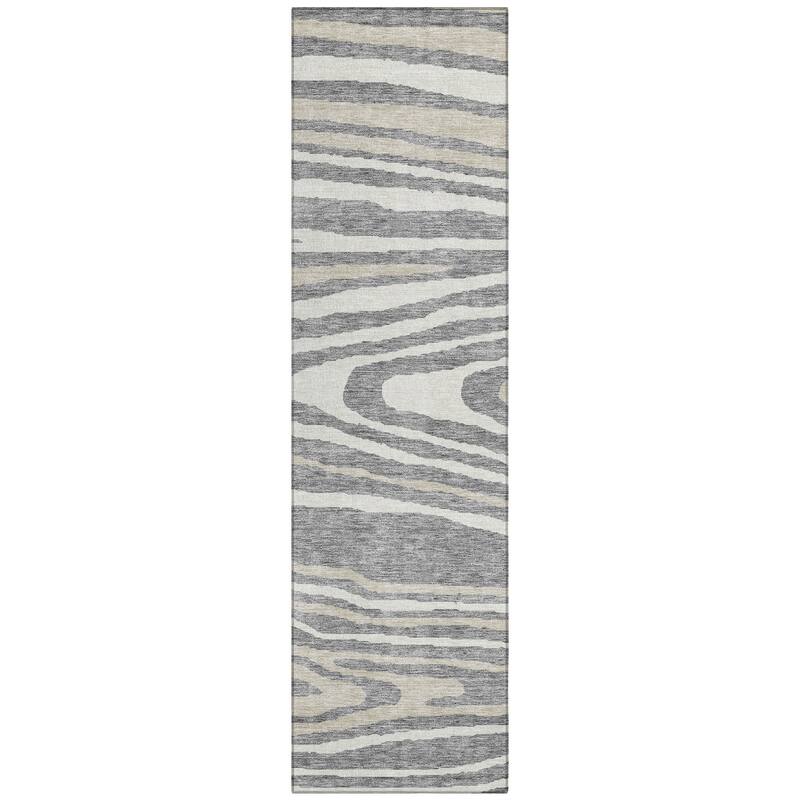 Machine Washable Indoor/ Outdoor Abstract Illusion Chantille Rug