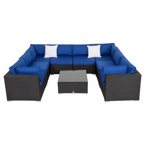Shop Kinbor 9 Piece Patio Sectional Sofa All Weather Rattan Chat Set Overstock 28727928