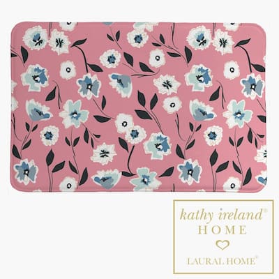 Kathy Ireland 21" x 34" Delicate Floral Toss Memory Foam Bathroom Rug