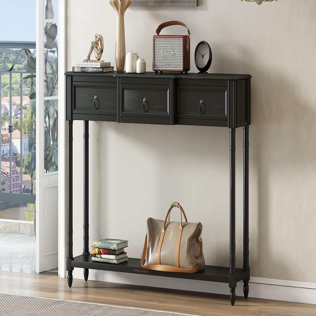 Console Table Sofa Table with Drawers(Espresso)