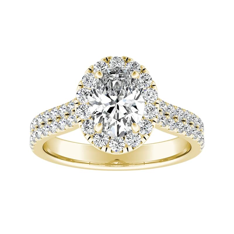 Auriya 14k Gold 7/8ctw Oval Shape Halo Diamond Engagement Ring - Yellow - 5