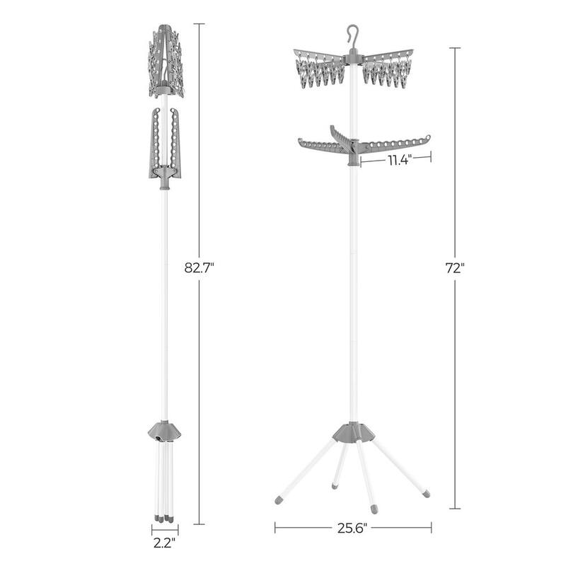 Stainless Steel Foldable Clothes Drying Rack with 360° Rotatable Arms Large Capacity and Space-Saving Design
