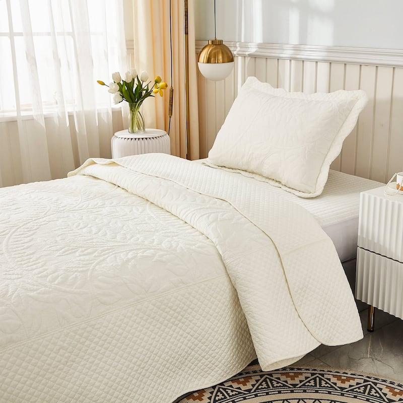 MarCielo 3 Piece Cotton Oversized Bedspread Quilt Set Tmonica
