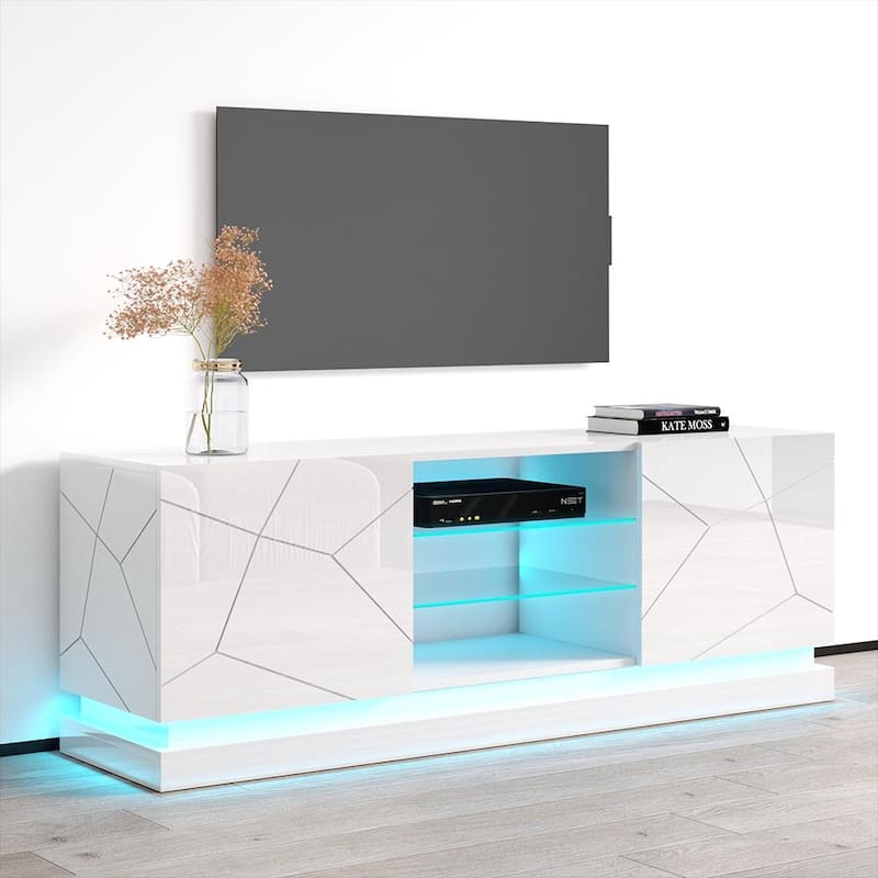 Qiu Modern Glossy White 63- OR 79-inch TV Console