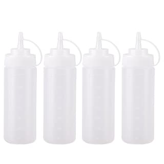 12 Pack Plastic Condiment Squeeze Bottles Twist Cap 10oz Sauce Ketchup Oil BBQ, White