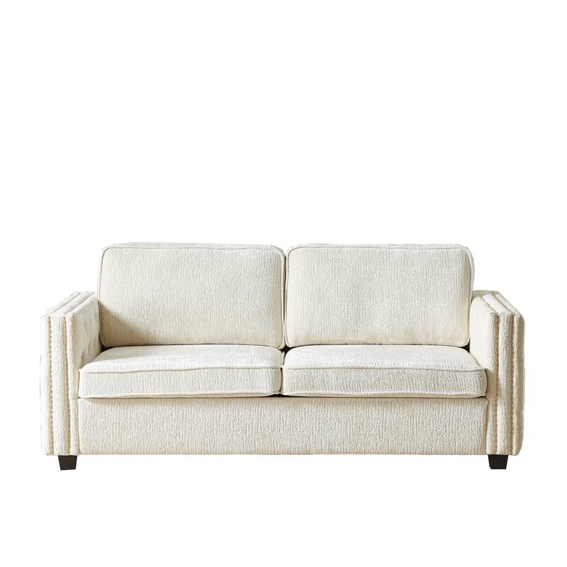 Convertible Couch with Pull-Out Sleeper Sofa Bed, Sturdy Frame, and Memory Foam Mattress