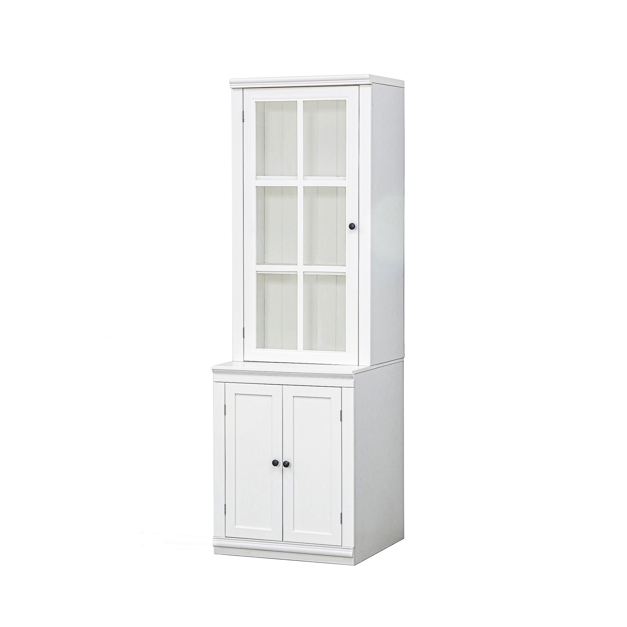 75.25"Tall Display Cabinet with Single Tempered Glass Door, China Cabinet Hutch Cabinet with Double-Action LH & RH Door