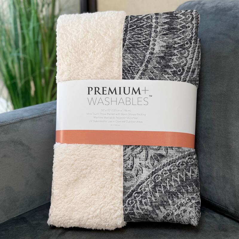 Premium Machine Washable ASB113 Global Medallion Sherpa Throw Blanket