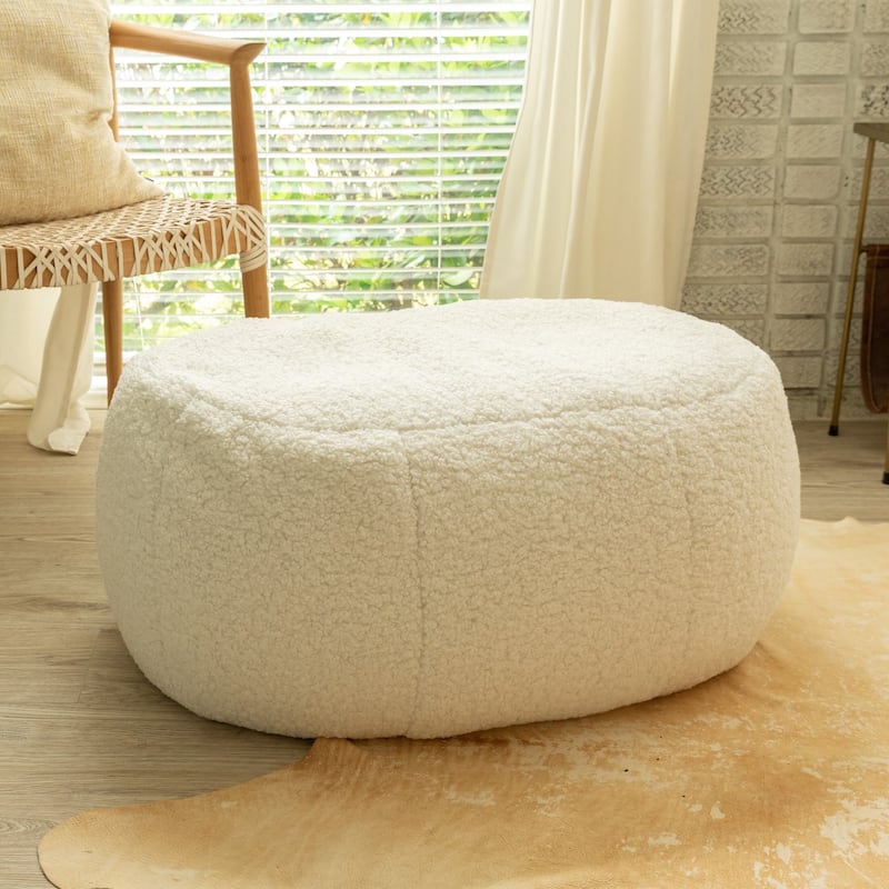 Jaxx Ellis Pouf - Modern Shearling Faux-Lamb Plush Fleece Ottoman