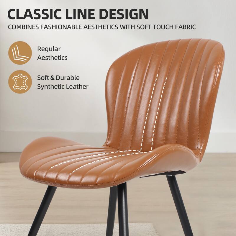 Modern Leather Upholstered Dining Chairs (Set of 2)