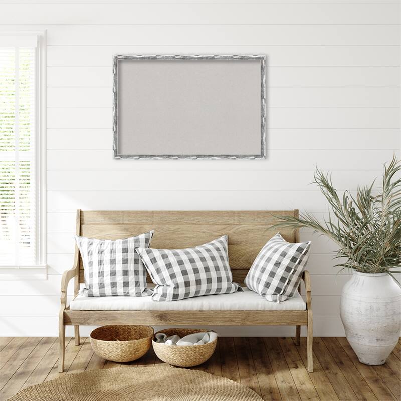 Scratched Wave Chrome Framed Grey Corkboard Bulletin Board