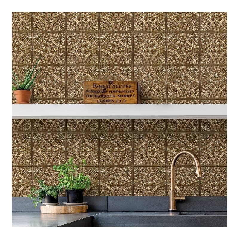 InHome Chelsea Bronze Peel & Stick Tin Tiles