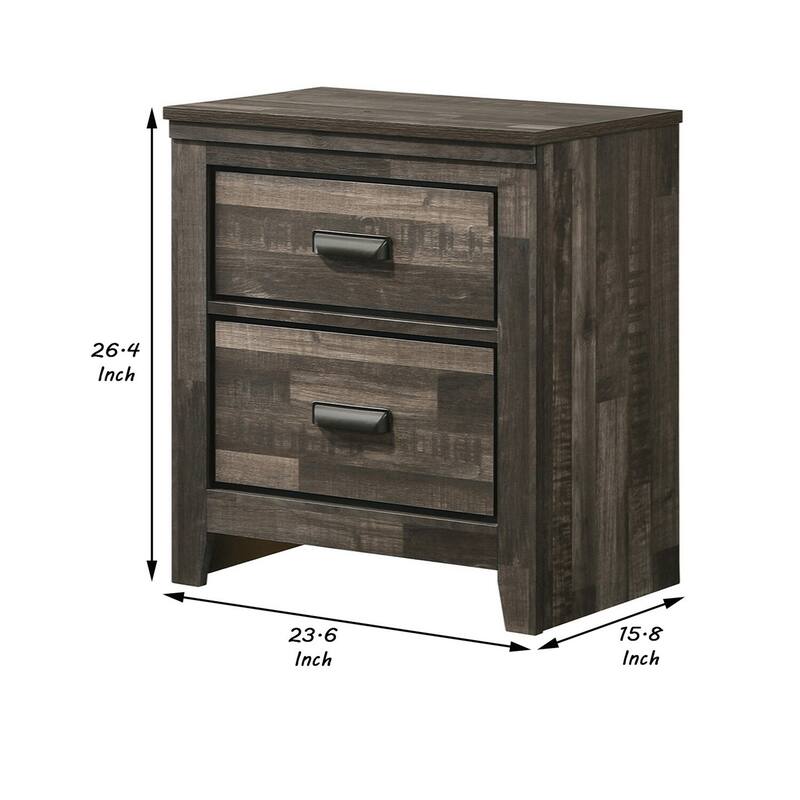 Brown 2 Drawer 15.8 in. W Nightstand with Sturdy Hardware and Ample Storage