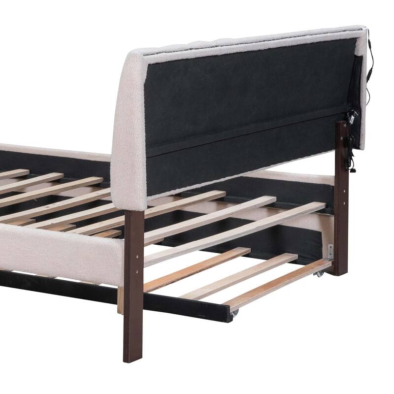 Teddy Fleece Platform Bed with Trundle