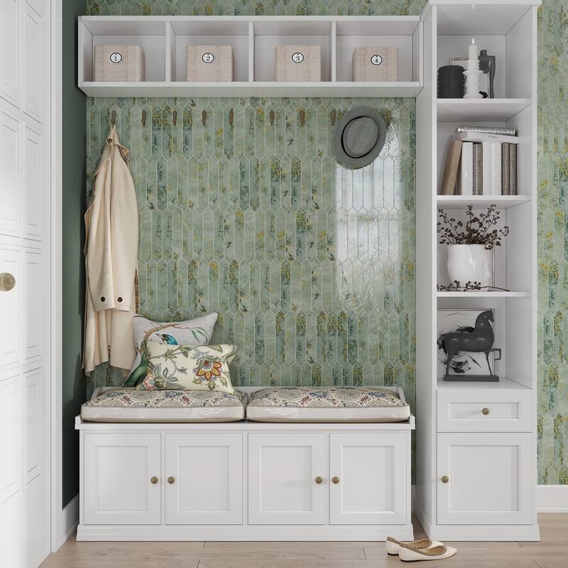 Apollo tile 2" x 10" Festa Glossy Moss Green Ceramic Tile (2.37 sq ft/case) - 23 Pack