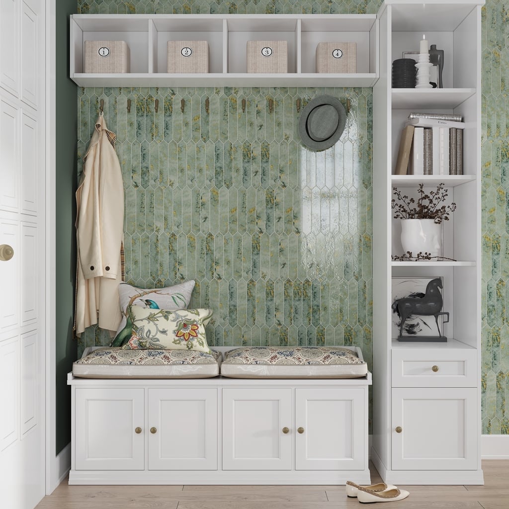 Apollo tile 2" x 10" Festa Glossy Moss Green Ceramic Tile (2.37 sq ft/case) - 23 Pack