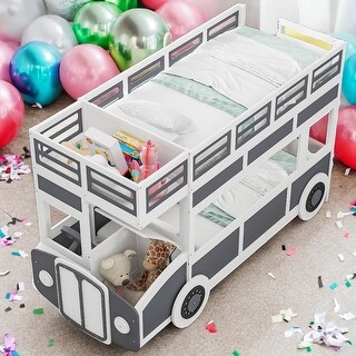 Modern Twin over Twin Bunk Bed With Changeable Table,Bunk Bed Turn into Upper Bed and Down Desk for Bedroom