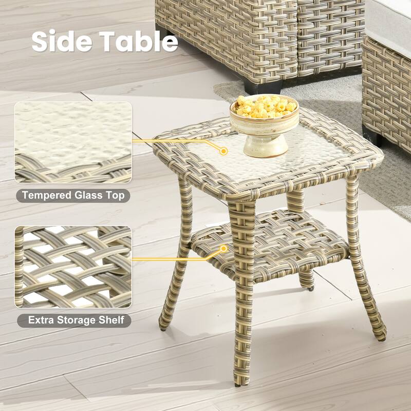 XIZZI 9-Piece Outdoor Patio Furniture Swivel Chair Set with Fire Pit