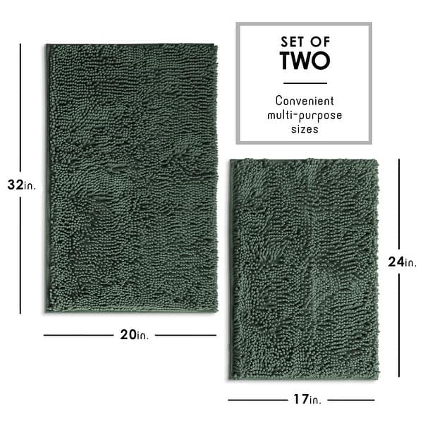 dimension image slide 31 of 34, Hearth & Harbor Non-Slip Super Plush Chenille Bathroom Rugs