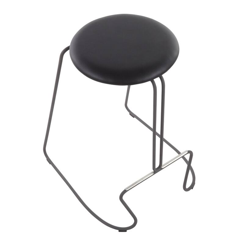 Finn Contemporary Counter Stool in Grey Steel and Light Grey Fabric - Set of 2 - 19.5"Lx18"Wx25.75"H