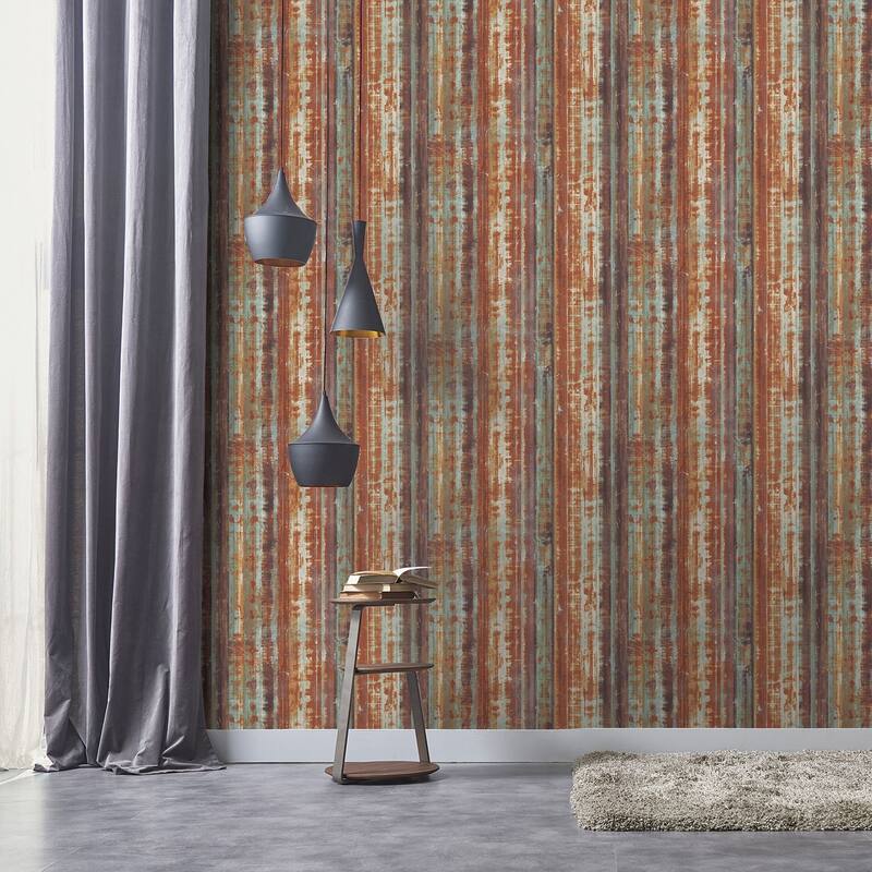 Galerie Wallcoverings Rusty Corrugated Metal Effect Non-woven Matte Wallpaper Roll