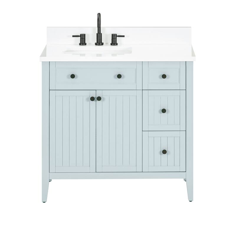 Layla Bathroom Vanity in Ice Blue with White Engineered Stone Top