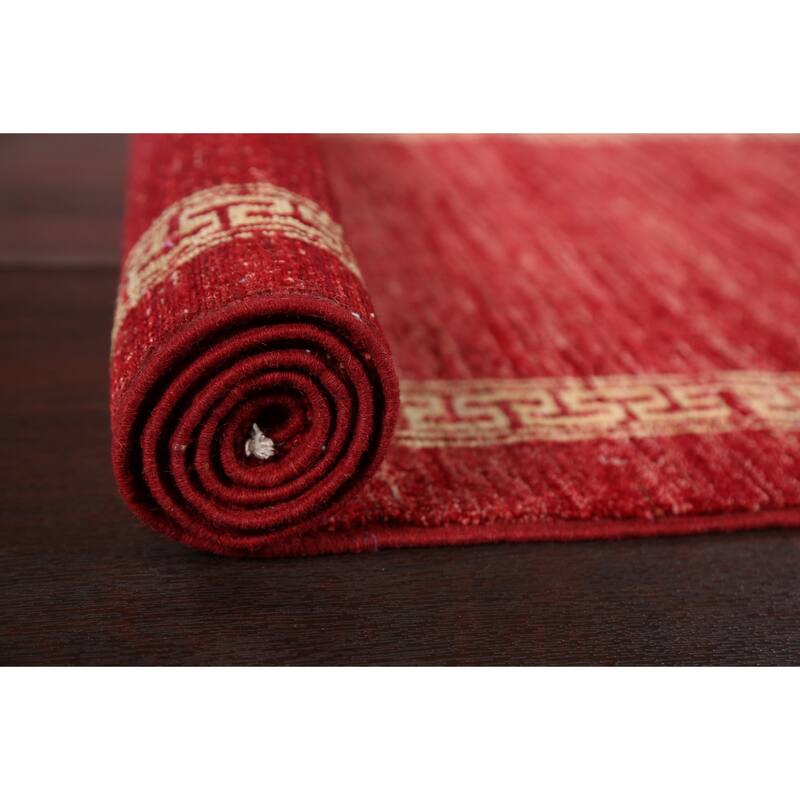 Bordered Gabbeh Kashkoli Oriental Runner Rug Hand-knotted Wool Carpet - 2'7" x 8'10"