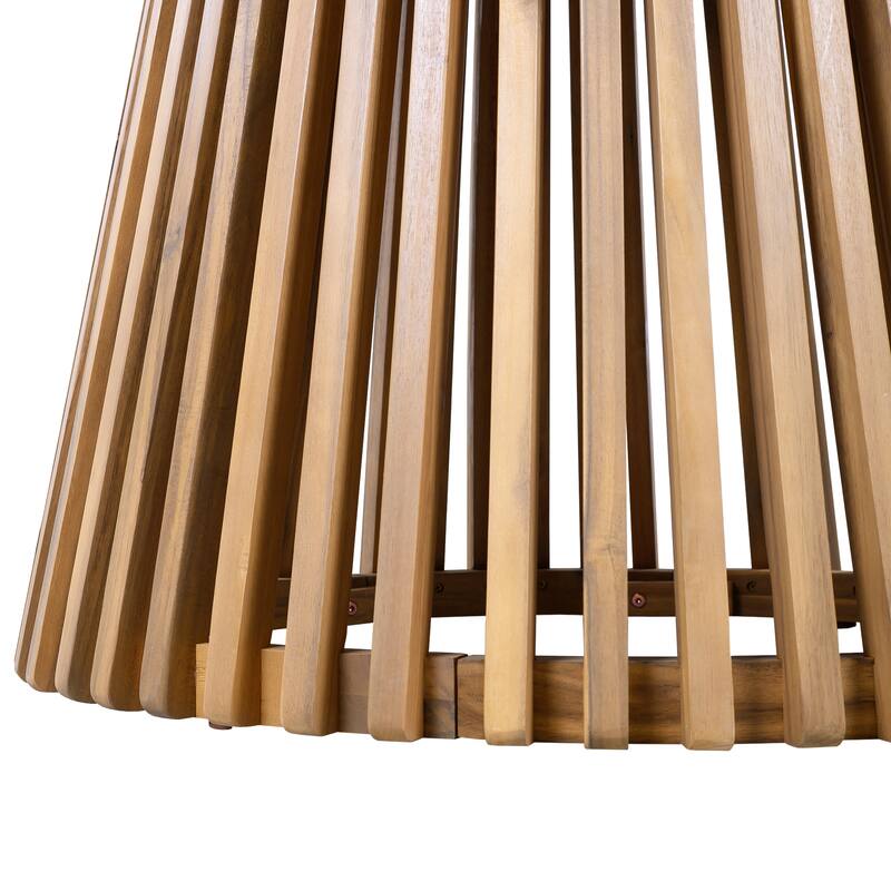 Acacia Wood Outdoor Round Dining Table 47 Inch Light Teak Patio Table for Backyard