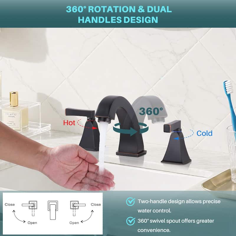 WOWOW 8 in. Widespread Double Handle Bathroom Faucet