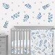 preview thumbnail 1 of 2, Floral Leaf Peel and Stick Wall Decal Stickers (Set of 4) - Blue Grey Boho Watercolor Botanical Flower Woodland Tropical Garden