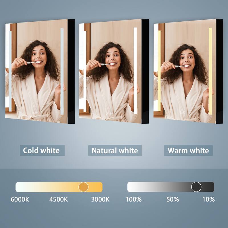 60 in.W x 30 in. H Aluminum Surface Mounted LED Medicine Cabinet with Doors and Mirror Defogging - 60'' X 30''