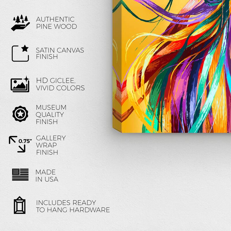 Wynwood Studio Canvas Fashion and Glam Saturated Flock Yellow and Hot Pink Modern & Contemporary Wall Art Canvas Print