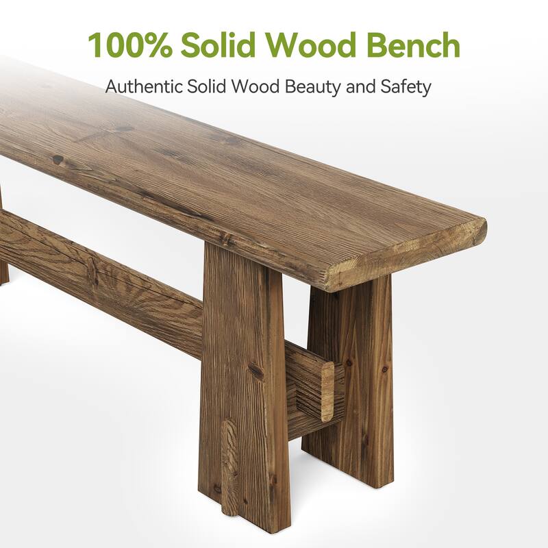59-Inch Solid Wood Bench with Sturdy Frame