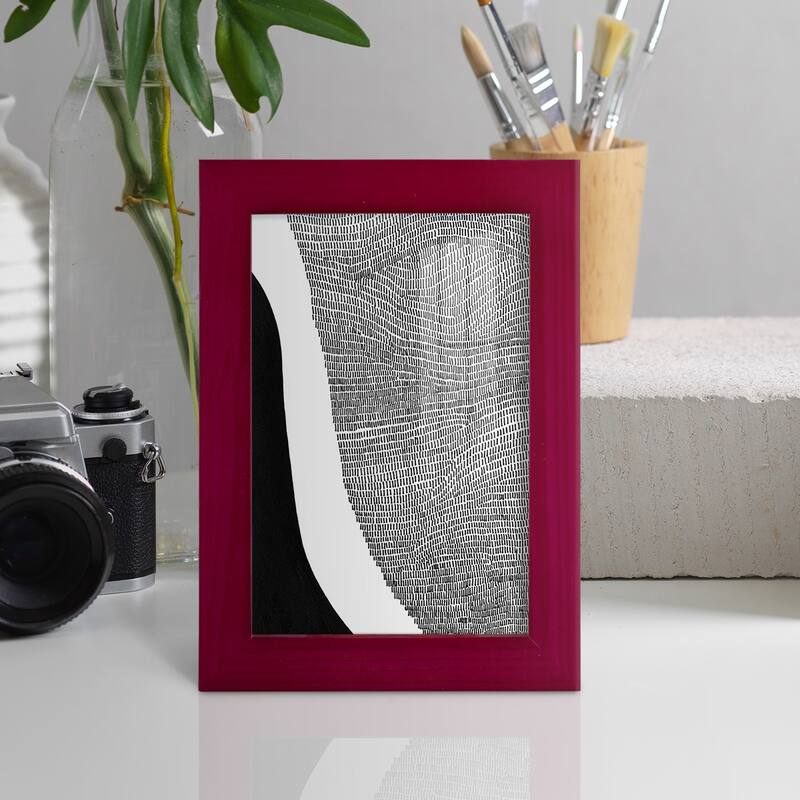 Black & White Abstract I -Framed Print w/glass-Cherry Red