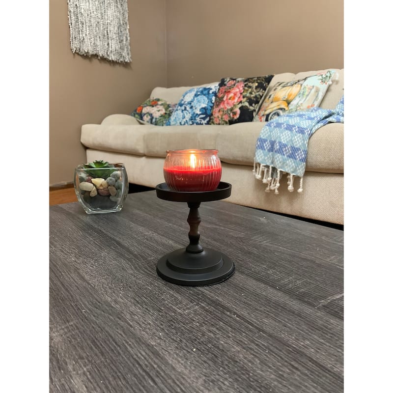 VIBHSA Pillar Candle Holder (Matte Black, 4")