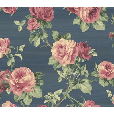 Seabrook Designs Rose Vine Floral Unpasted Wallpaper