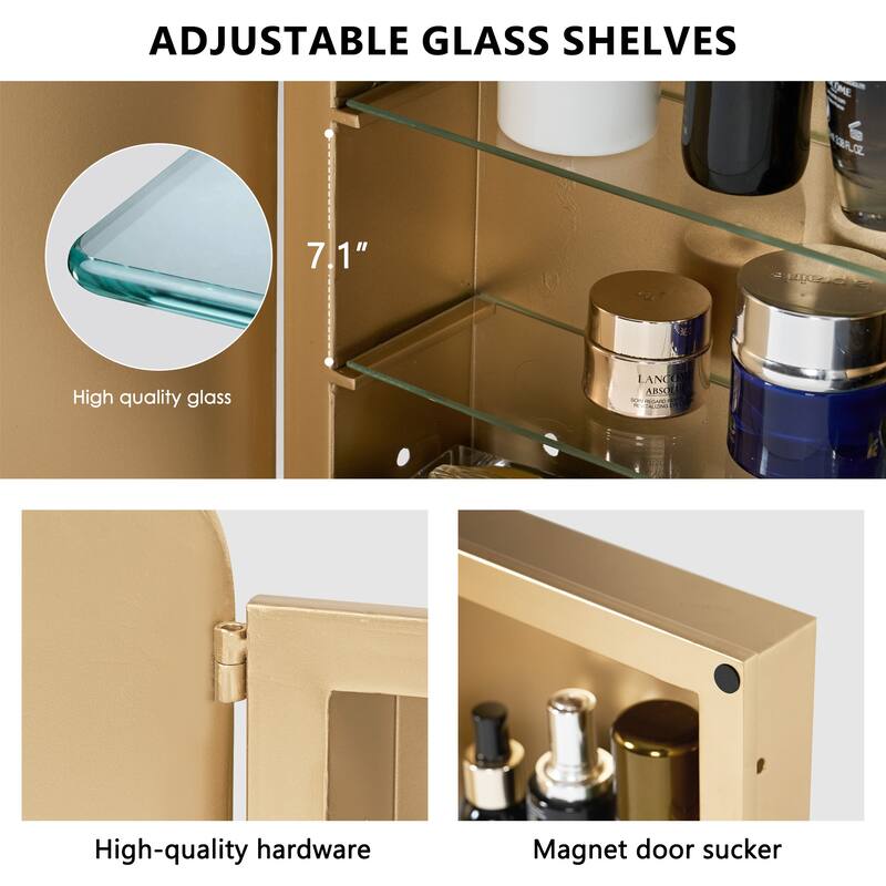 36"H x 24"W Recessed Framed Medicine Cabinet with Mirror and Adjustable Shelves - N/A