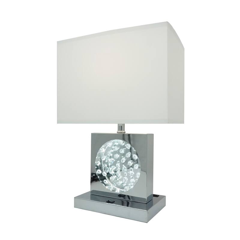 22"H SQUARE CRYSTAL CENTERPIECE with Night Light + USB Port + Power Outlet