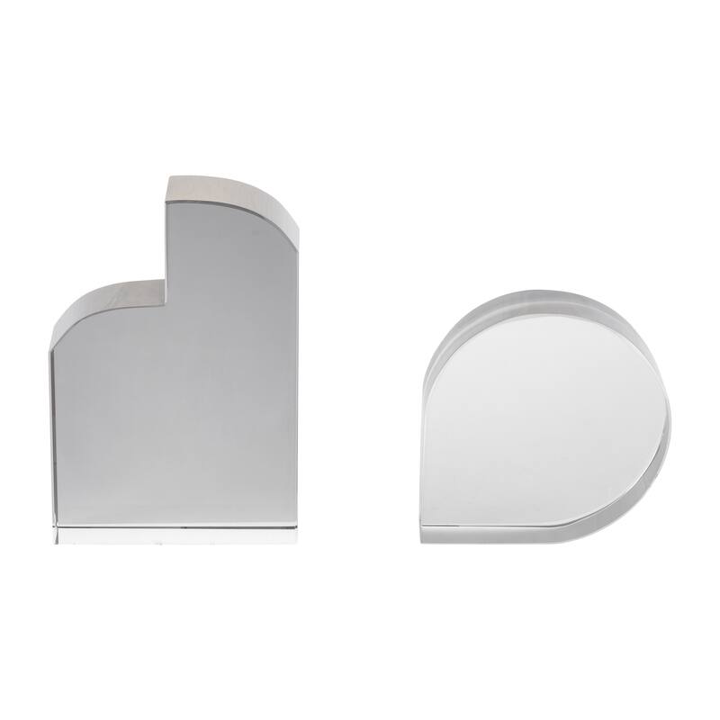 Sagebrook Home Glass, Set Of 2 6" Contemporary Bookends, Smoke, Novelty, 6"H, Solid Color - 6.0" x 2.0" x 6.0" - 6.0" x 2.0" x 6.0" - Grey