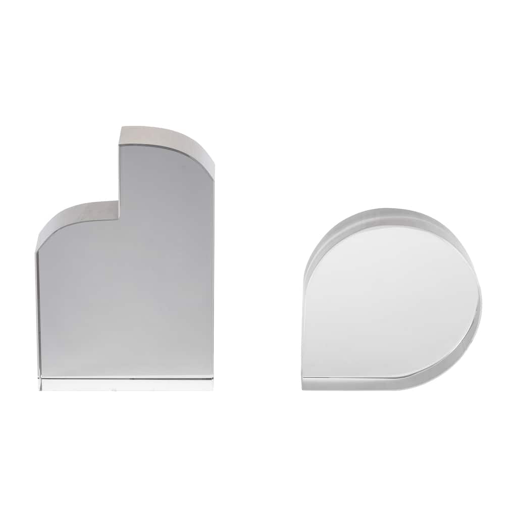Sagebrook Home Glass, Set Of 2 6" Contemporary Bookends, Smoke, Novelty, 6"H, Solid Color - 6.0" x 2.0" x 6.0"