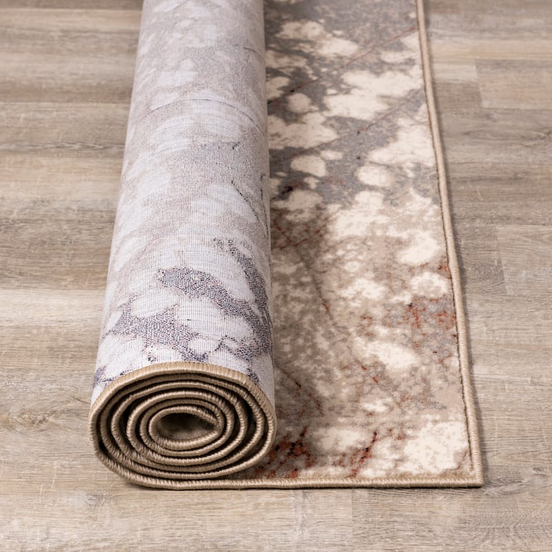 Annie Collection - Cream/Taupe Leaf Rug